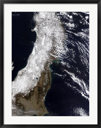 Framed Satellite View of Northeast Japan Print