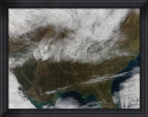 Framed Snow Cover Stretching from Northeastern Texas to the Carolinas Print
