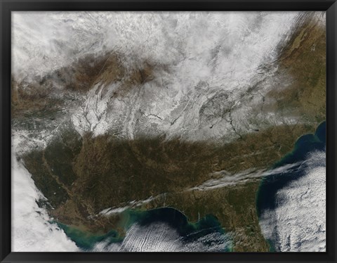 Framed Snow Cover Stretching from Northeastern Texas to the Carolinas Print