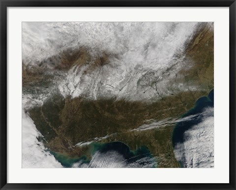 Framed Snow Cover Stretching from Northeastern Texas to the Carolinas Print