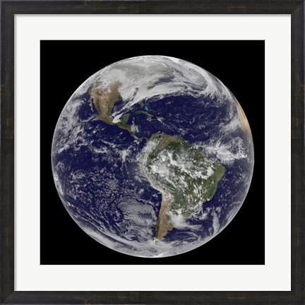Framed Full Earth of North America and South America Print