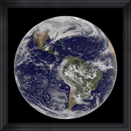 Framed Full Earth of North America and South America Print