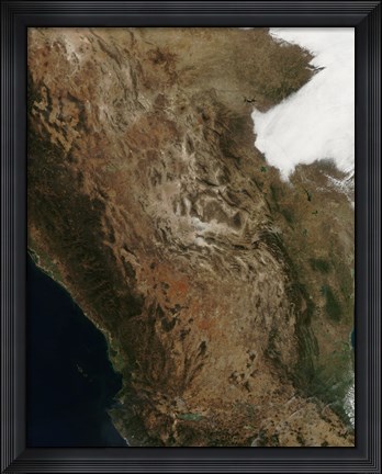 Framed Satellite View of the Landscape of Central Mexico Print