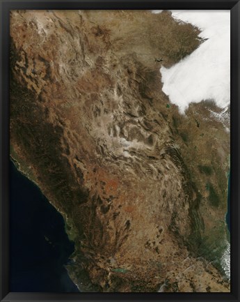 Framed Satellite View of the Landscape of Central Mexico Print