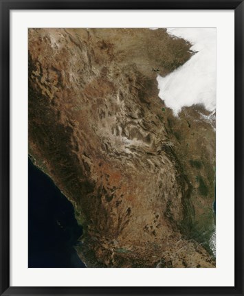 Framed Satellite View of the Landscape of Central Mexico Print