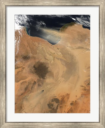 Framed Satellite View of a Dust Storm over Libya Print