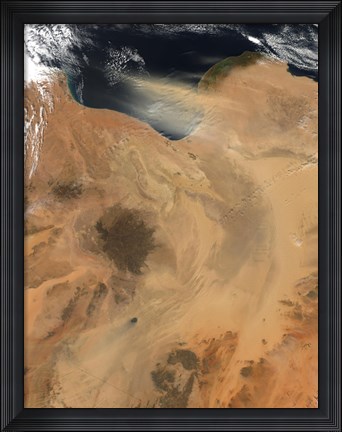 Framed Satellite View of a Dust Storm over Libya Print