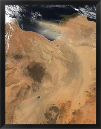 Framed Satellite View of a Dust Storm over Libya Print