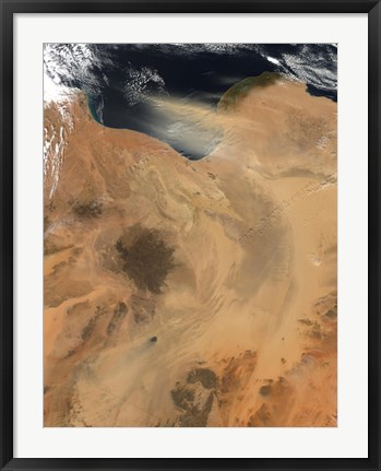 Framed Satellite View of a Dust Storm over Libya Print