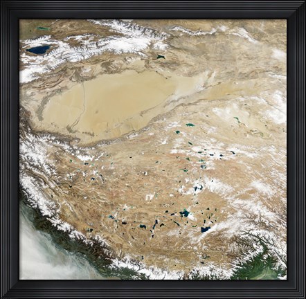Framed Satellite View of the Tibetan Plateau Print