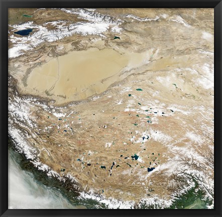 Framed Satellite View of the Tibetan Plateau Print