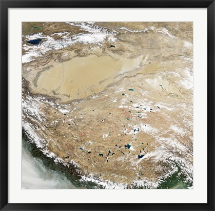 Framed Satellite View of the Tibetan Plateau Print