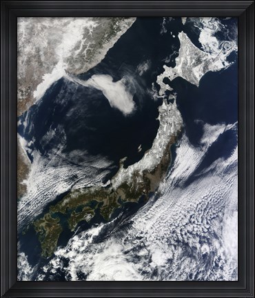 Framed Satellite View of Japan Print
