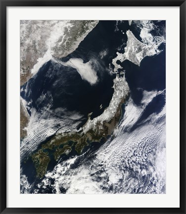Framed Satellite View of Japan Print