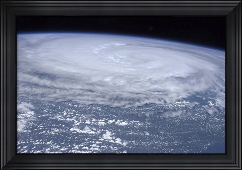 Framed View from space of Hurricane Irene off the East Coast of the United States Print
