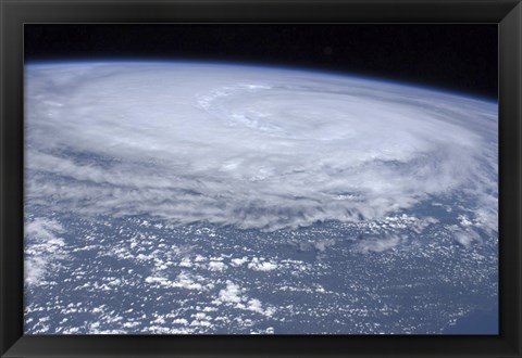 Framed View from space of Hurricane Irene off the East Coast of the United States Print