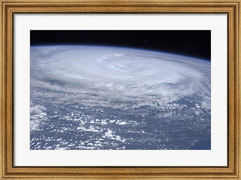 Framed View from space of Hurricane Irene off the East Coast of the United States Print