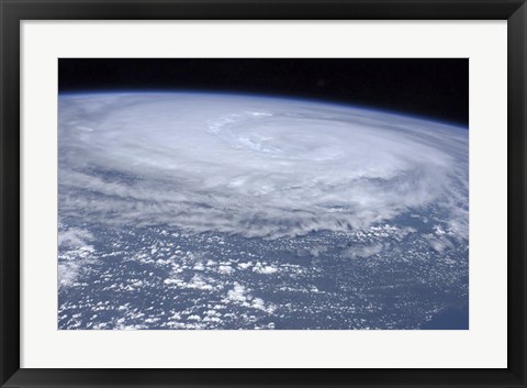 Framed View from space of Hurricane Irene off the East Coast of the United States Print