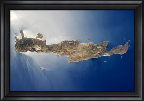Framed View from space of the island of Crete Print