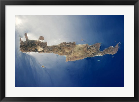 Framed View from space of the island of Crete Print