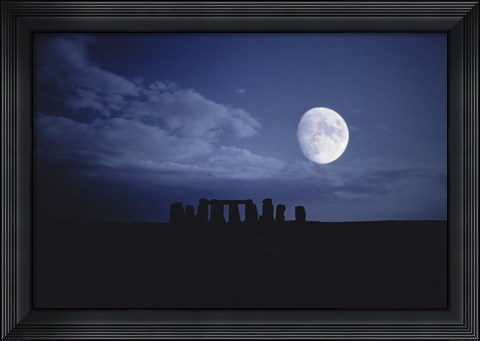Framed Composite of the Moon over Stonehenge, Wiltshire, England Print