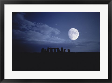 Framed Composite of the Moon over Stonehenge, Wiltshire, England Print