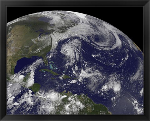 Framed Tropical Cyclones Katia, Lee, Maria and Nate in the Atlantic Ocean Print