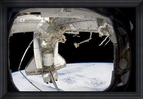 Framed docked Space Shuttle Discovery and Dextre Print