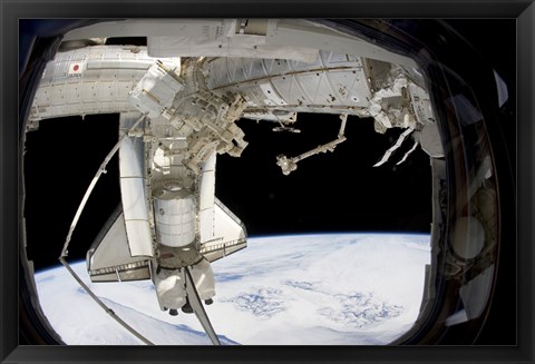 Framed docked Space Shuttle Discovery and Dextre Print