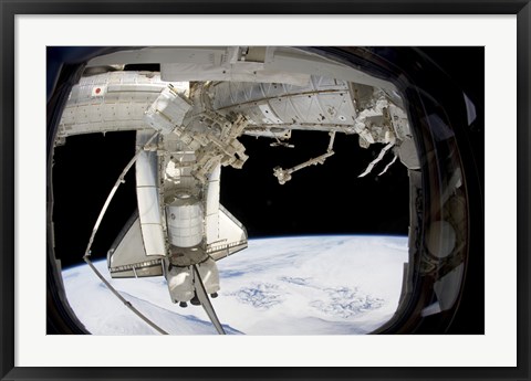 Framed docked Space Shuttle Discovery and Dextre Print