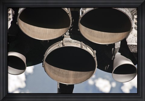Framed Close-up view of the Three Main Engines of Space Shuttle Discovery Print