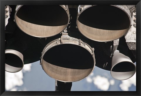 Framed Close-up view of the Three Main Engines of Space Shuttle Discovery Print