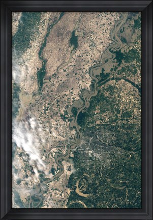 Framed Satellite Image of Flood Waters in Memphis, Tennesse Print
