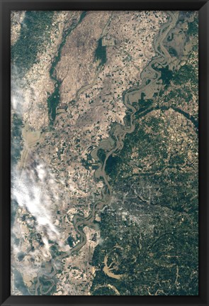 Framed Satellite Image of Flood Waters in Memphis, Tennesse Print