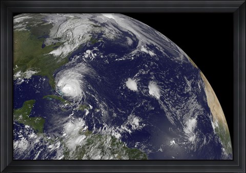 Framed Satellite View of Hurricane Irene Moving Through the Bahamas Print