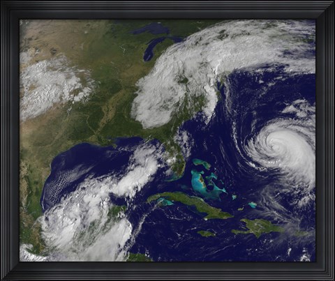 Framed Satellite view of Several Weather Systems in the Eastern United States Print