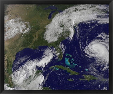 Framed Satellite view of Several Weather Systems in the Eastern United States Print