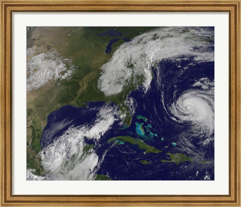 Framed Satellite view of Several Weather Systems in the Eastern United States Print