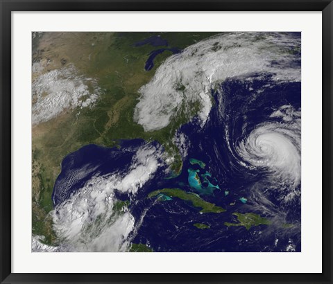 Framed Satellite view of Several Weather Systems in the Eastern United States Print