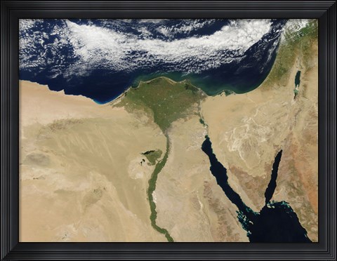 Framed Satellite view of Cairo, Egypt, and the Valley of the Nile River Print