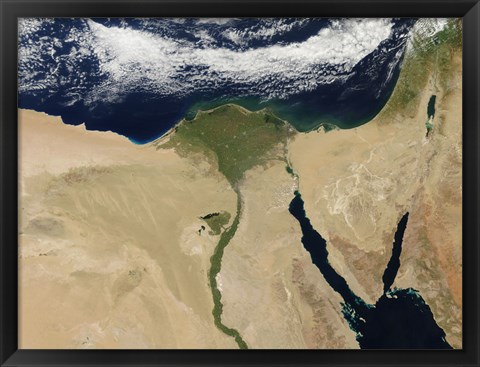 Framed Satellite view of Cairo, Egypt, and the Valley of the Nile River Print