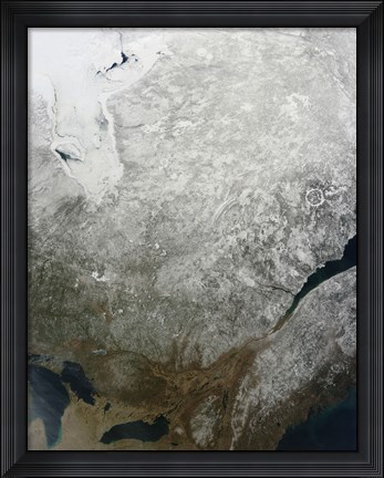 Framed Satellite view of Eastern Canada Print