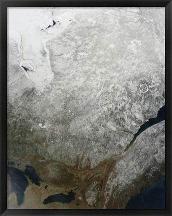 Framed Satellite view of Eastern Canada Print