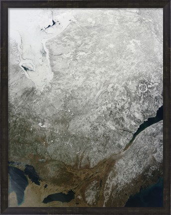 Framed Satellite view of Eastern Canada Print
