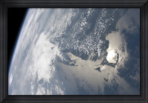 Framed Sunglint on the Waters of Earth Print