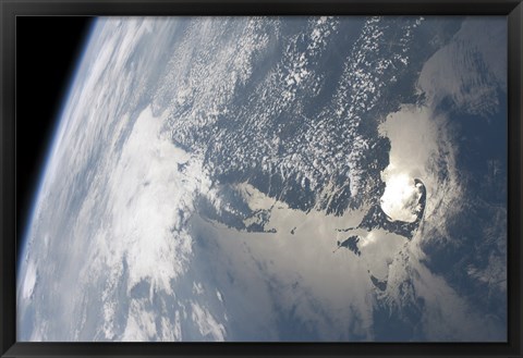 Framed Sunglint on the Waters of Earth Print