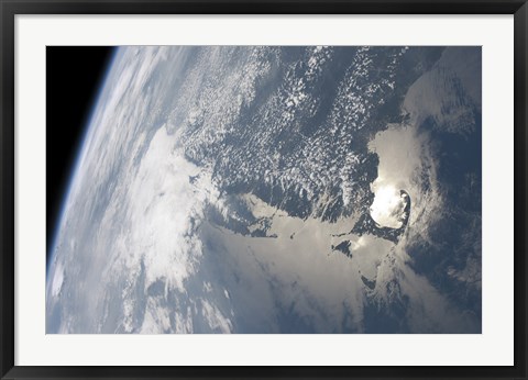 Framed Sunglint on the Waters of Earth Print
