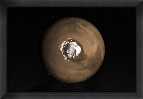 Framed Nadir view of the Martian North Pole Print