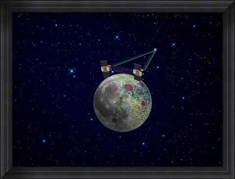 Framed Twin GRAIL Spacecraft map the Moon&#39;s Gravity Field Print