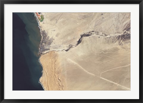 Framed Satellite Image of the Swakop River in the Western part of Namibia Print